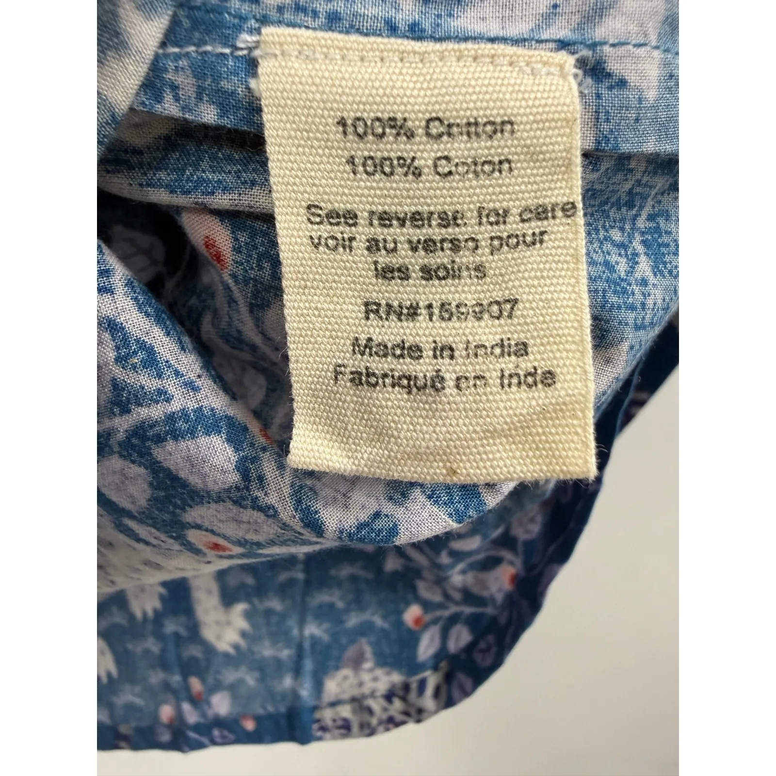 Printfresh XXS Blue Leopard Floral Print Pajama Top Button Up 100 Cotton - Image 4