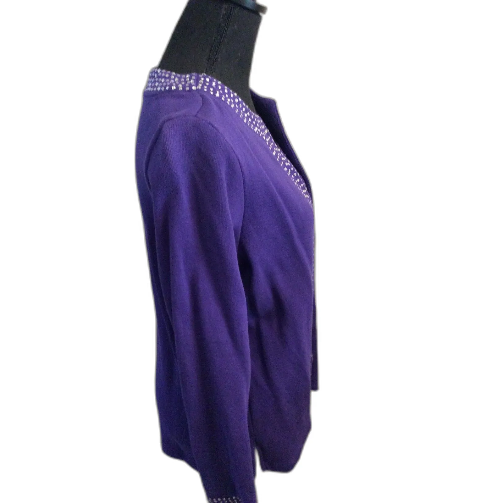 Quacker Factory Purple Bling Jewel Neck Attached Set Small S vintage - Image 4