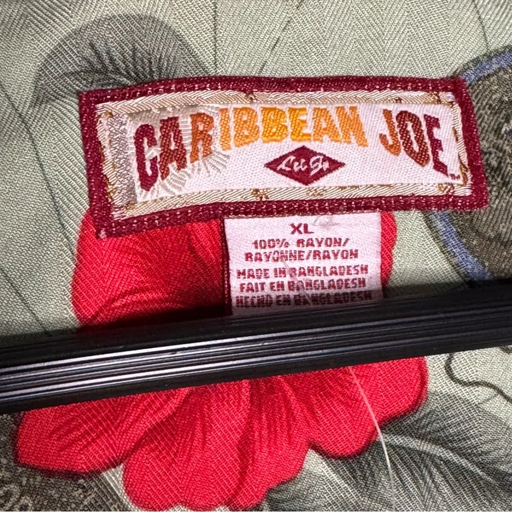 Caribbean Joe Women Green red Hibiscus Hawaiian tropical Shirt size XL  NWT $59 - Image 5