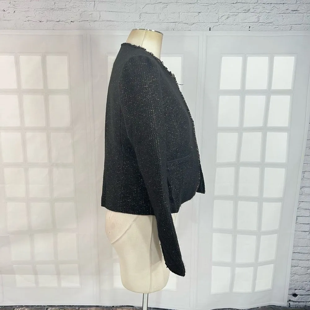 Joe’s black tweed bronze metallic grey hem jacket size medium - Image 5