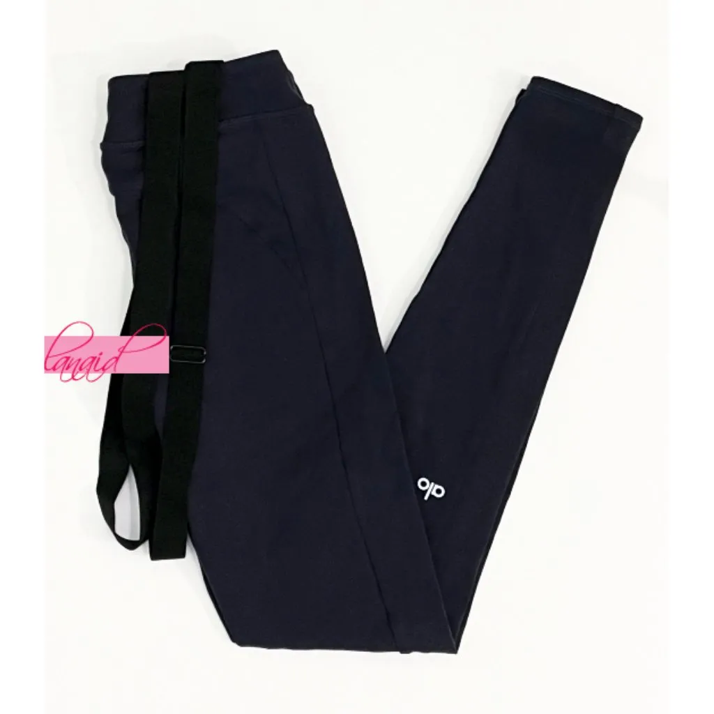 Alo High-Waist Alpine Suspender Leggings Dark Navy Black Overalls Hi-Rise Tights - Image 11
