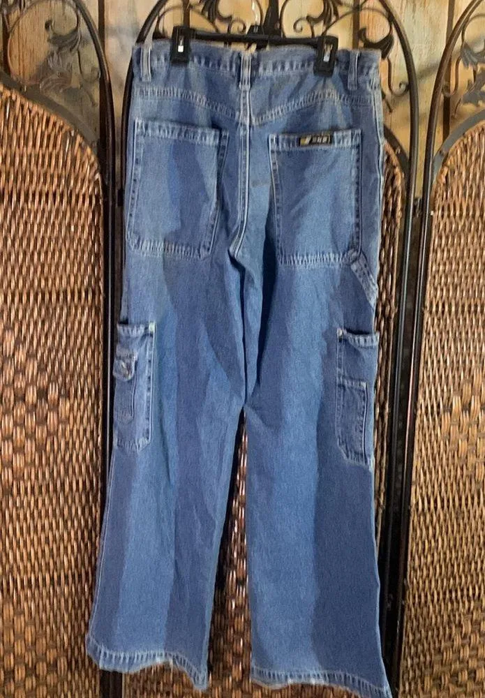Vintage 90’s Y2K Squeeze SQZ Flare Button Fly Jeans Size 7/8 Blue - Image 8