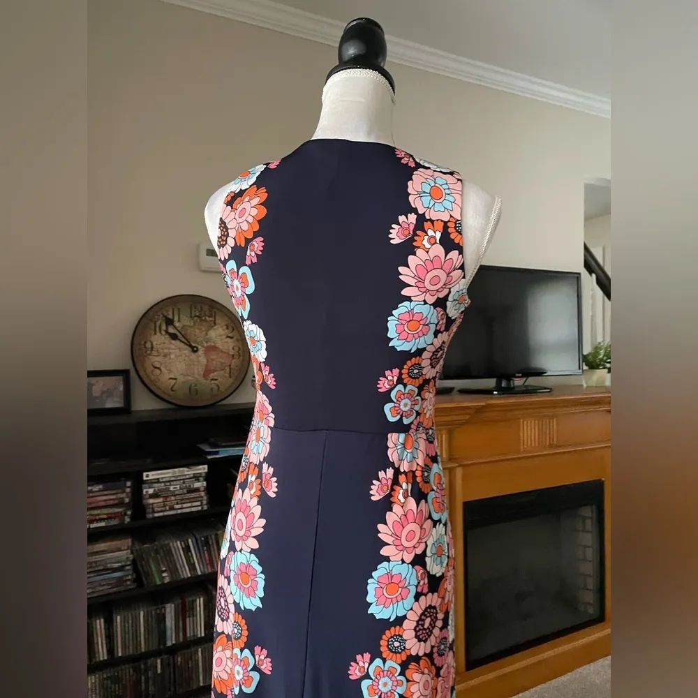 London Times V Neck Floral Print Sleeveless Maxi Dress Size 4P - Image 11