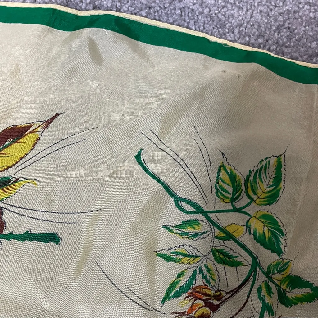 Vintage Yellow & Green Floral Scarf‎ - Image 8