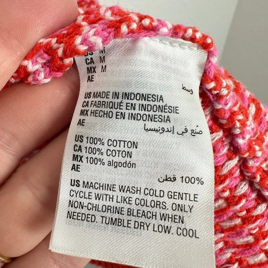 On 34th Women's Patterned Jacquard Cardigan XL 100% Cotton Preppy Knit Sweater Red Size M - Image 7