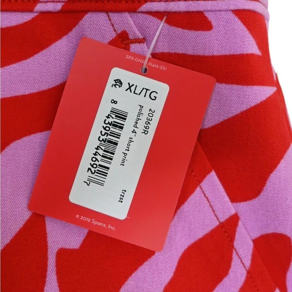 SPANX Womens XL On the Go Print 4-Inch Shorts in True Red Zebra Stripe NEW - Image 8