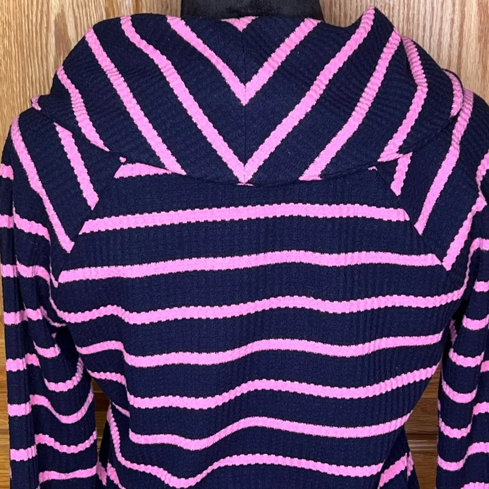 Talbots Raglan Waffle Knit Cowl Neck Long Sleeve Stripe Sweater Top Tee Sz Small - Image 8