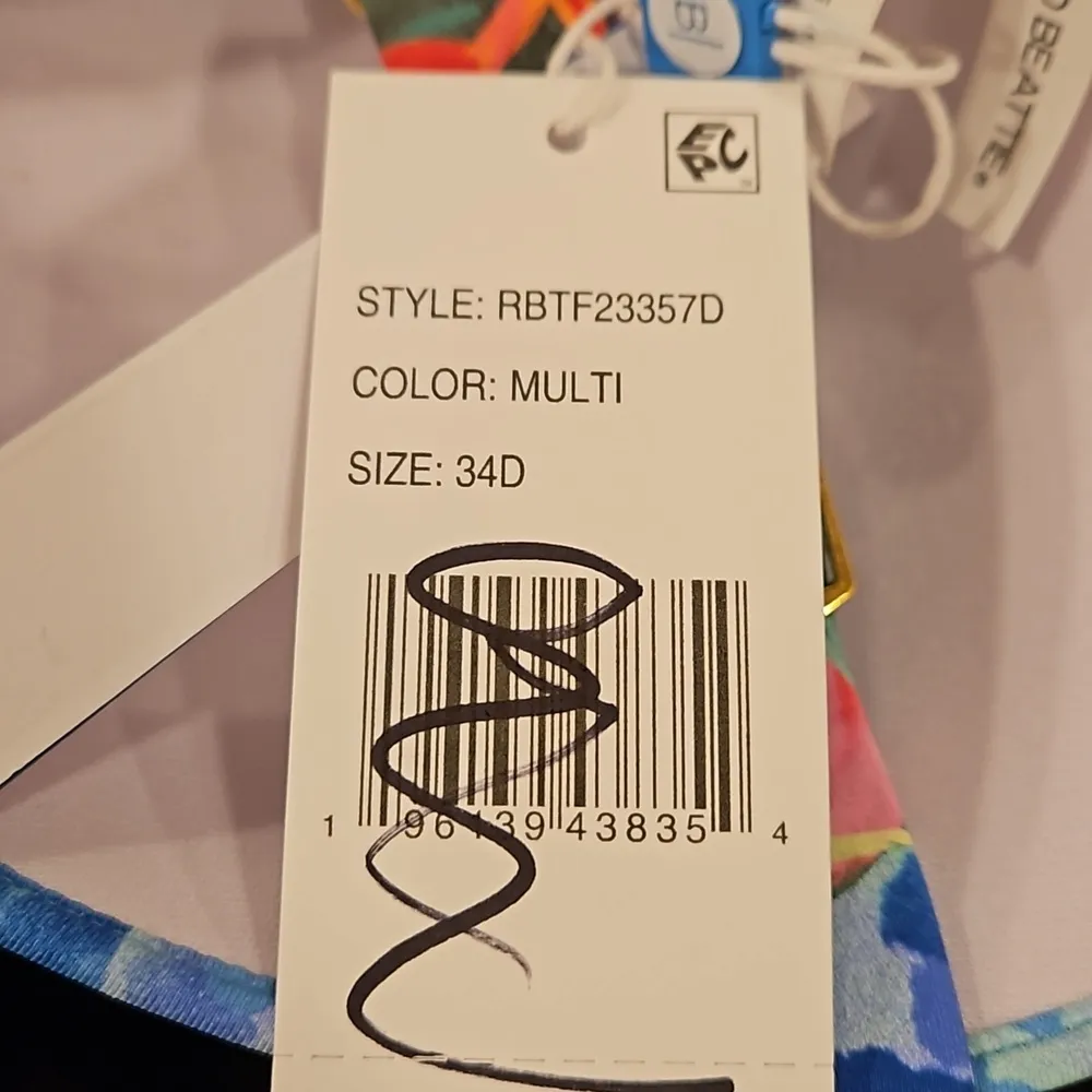 💕BLEU ROD BEATTIE💕 Tropical Flight Tie Front Underwire Bra Top Floral 34D NWT - Image 12