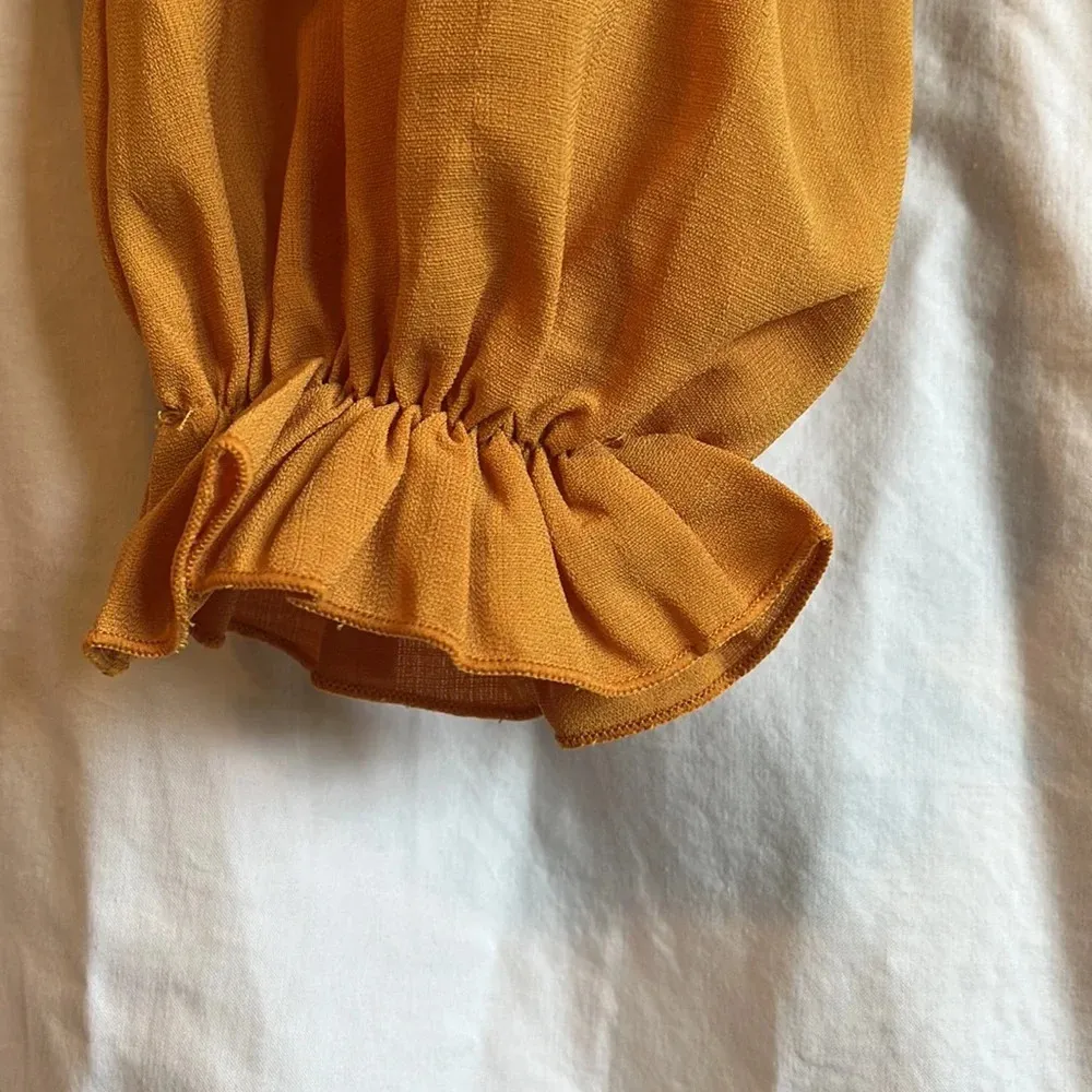 Finders Keepers ‘Afterglow’ Mustard Yellow Long Sleeve Ruffle Top - Image 8