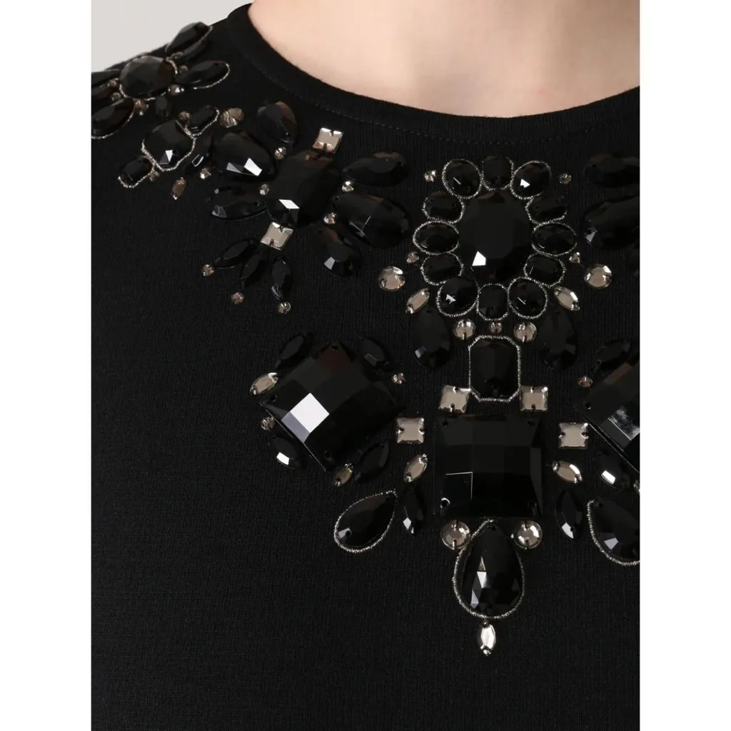 St. John Jewel Neck Sleeveless Striped Sheath Knit Black Ivory Party Dress 6 - Image 4