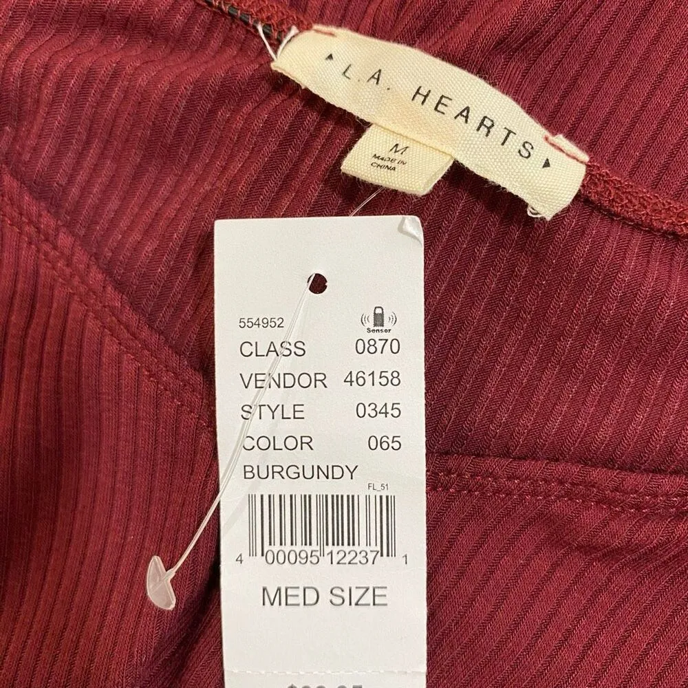 Pacsun L.A. Hearts Ribbed Burgundy Scoop Neck Romper NWT Size M - Image 4