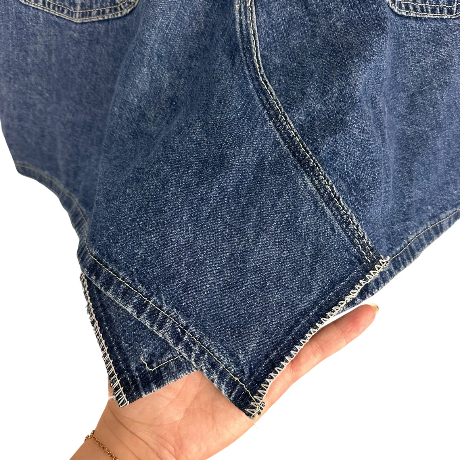 Vintage 90s Riders Ridig Medium Wash Denim Asymmetric Skirt Sz 34 Waist - Image 7