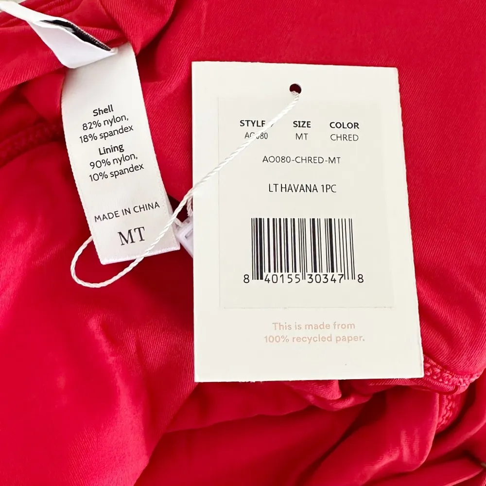 Swim The Long Torso The Havana Cherry Red One Piece Swimsuit Size MT - Image 6