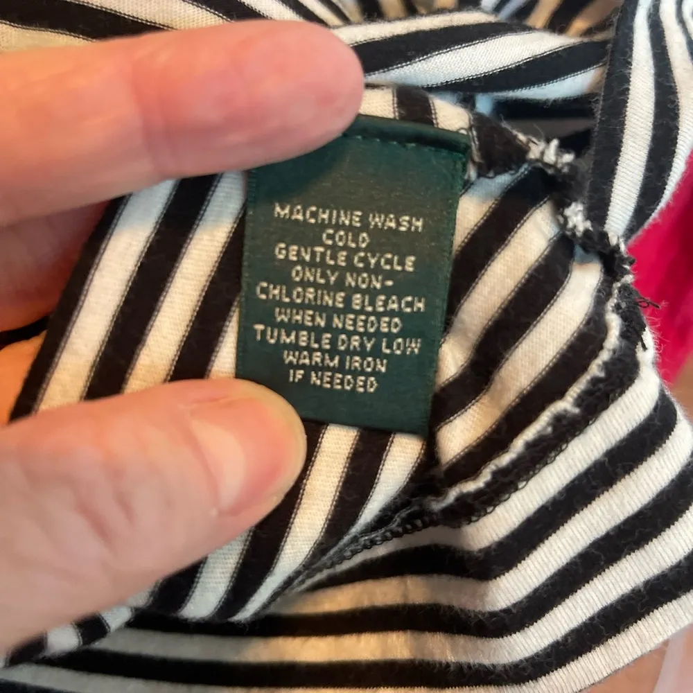 Ralph Lauren black and white striped 3/4 length sleeve with black stripe sleeve - Image 3