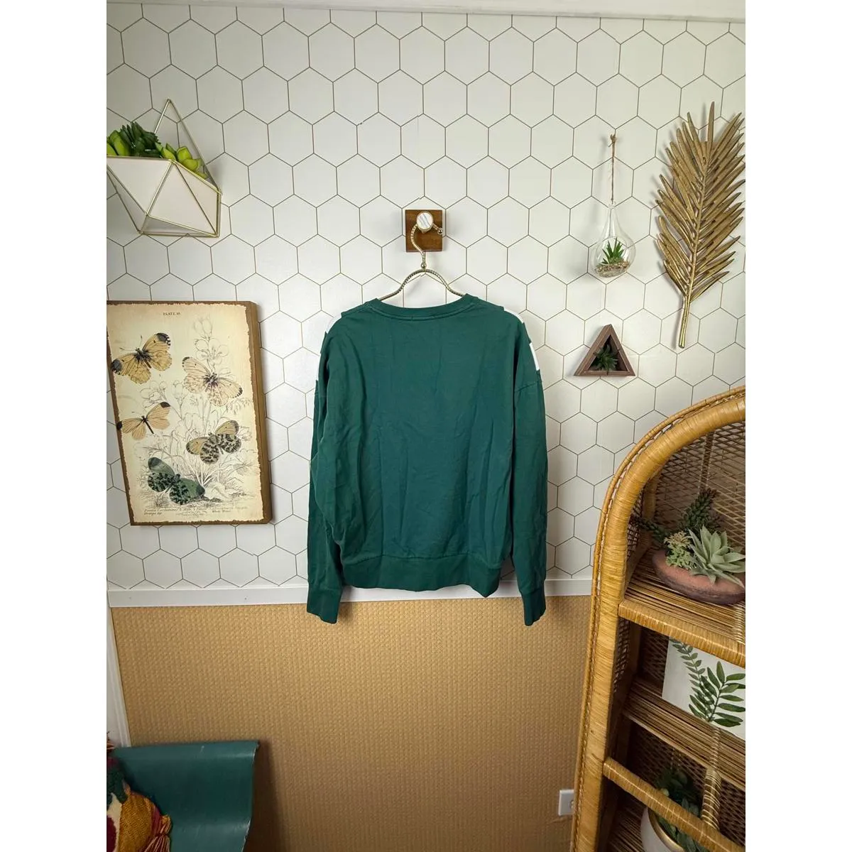 Evereve Green Oversized Juno Chevron Varsity Sweatshirt - Size - Small - Image 5