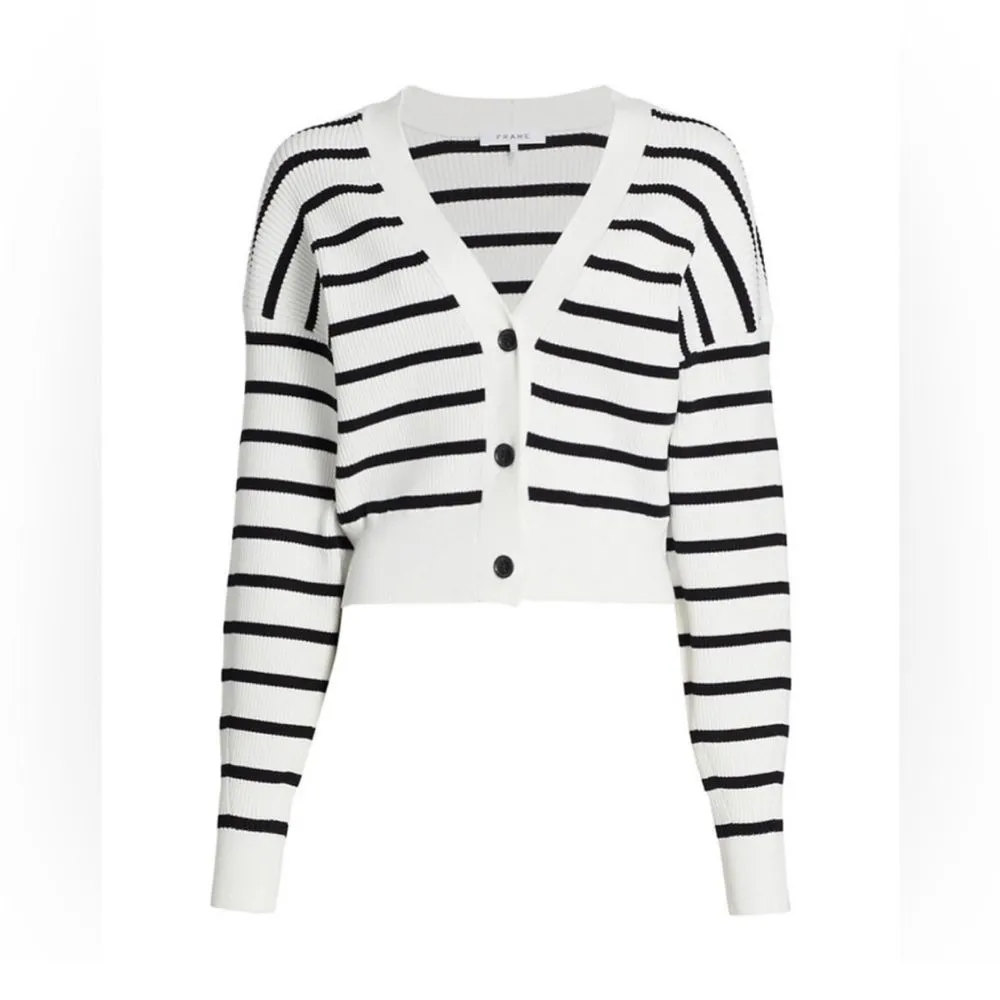 frame denim Frame Striped Relaxed ribbed Cardigan - Image 2