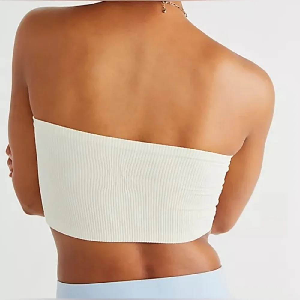 Free People intimately Ribbed Amelia Bandeau Crop Top in Ivory Size M/L - Image 3