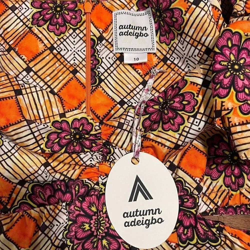 NWT Autumn Adeigbo Chioma Dress Orange Size 10 - Image 7