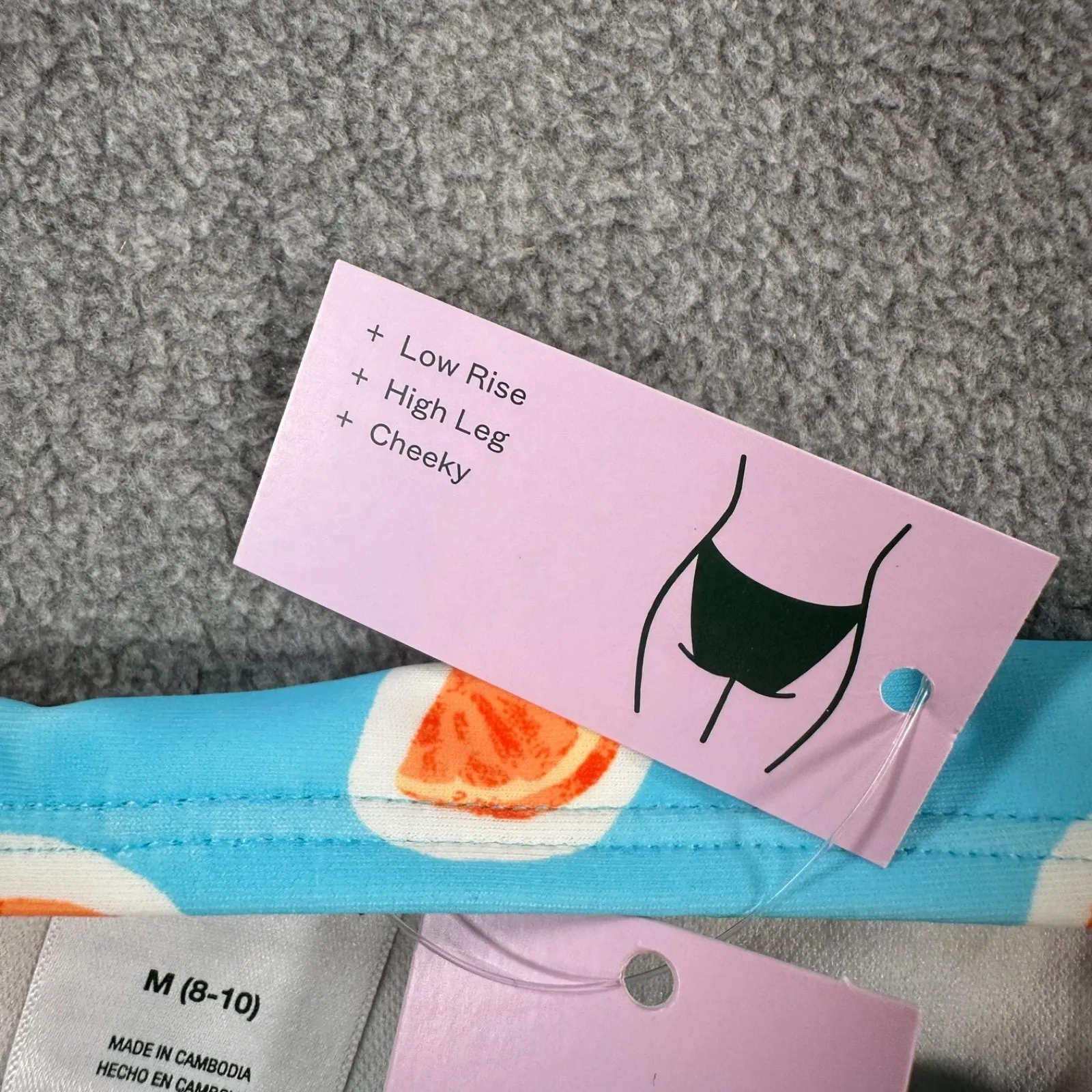 Wild Fable Blue Orange Fruit String Bikini Bottom Swim Suit Size Medium Cheeky - Image 4