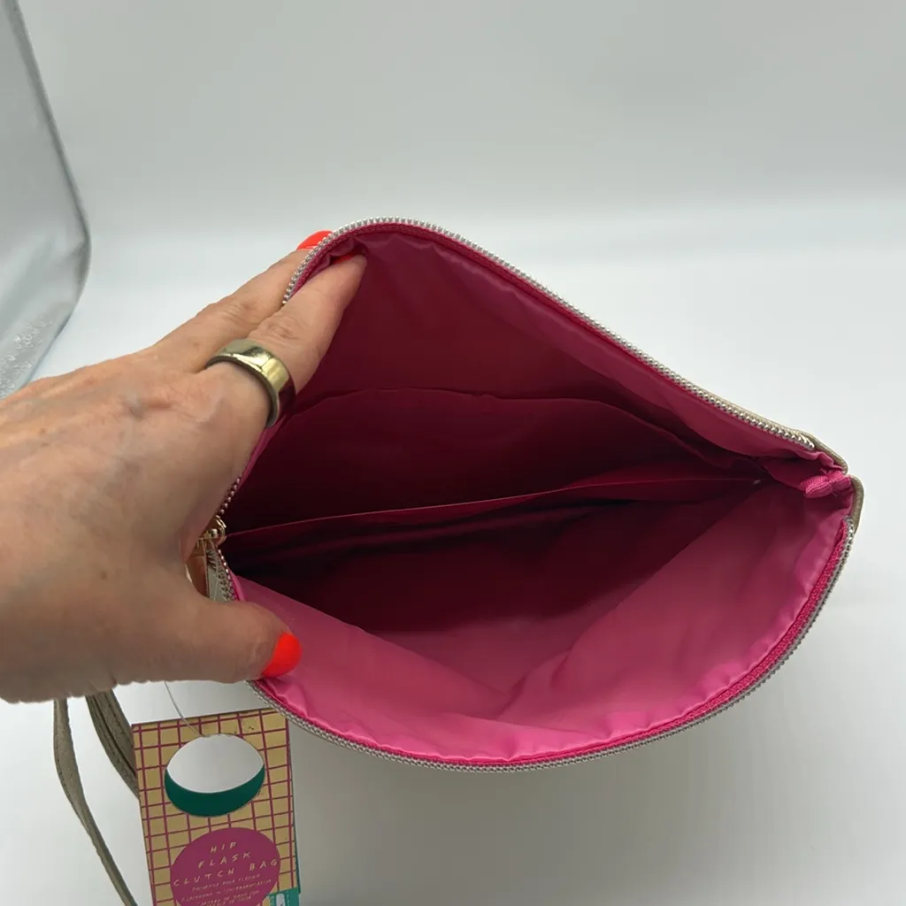 Hip Flask Gold & Pink Clutch Bag Holds 750 ml of Wine or Whatever! - Image 5