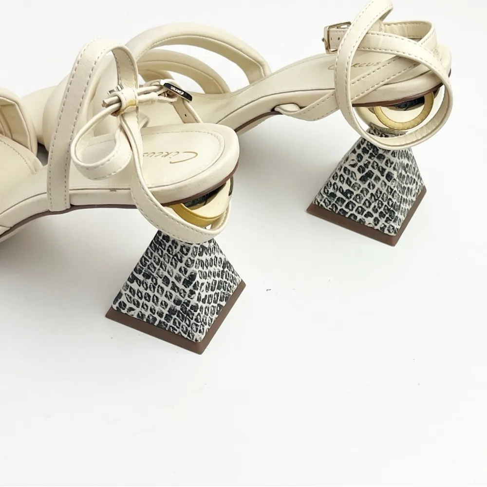 CIRCUS By SAM EDELMAN Bobbie Ivory Sculpted Geometric Strappy Heels, Size 8 - Image 7