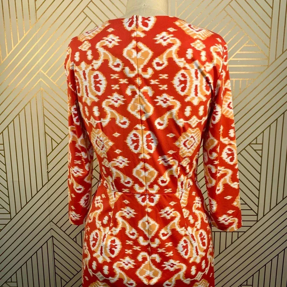 J.McLaughlin Mia Dress Ikat Scroll Coral‎ Orange - Image 10