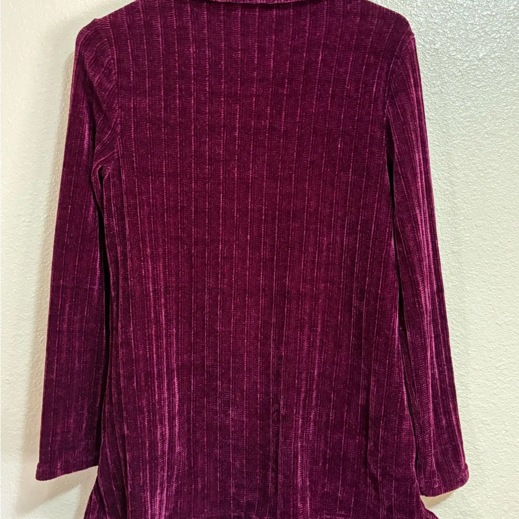 Nina Leonard Plush Velvet Cowl Neck Sweater - Deep Wine - Image 2