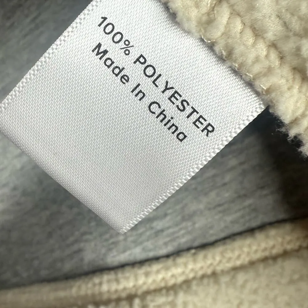 Evereve Peyton Jensen Jacket Shearling-Like  Moto Ivory Pocket Coat W1372 Sz L - Image 6