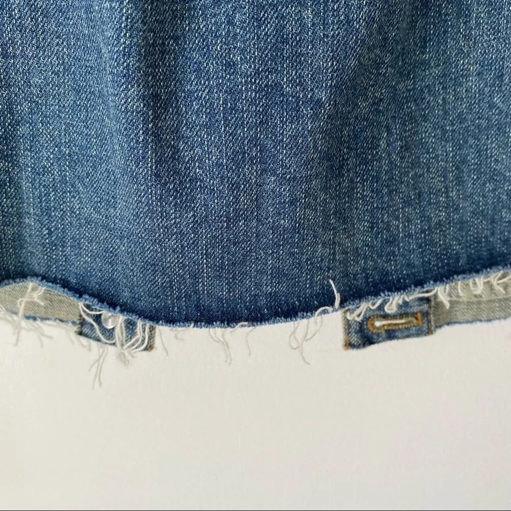 Free People Blue Lace Panel Denim Jean Jacket size small - Image 8