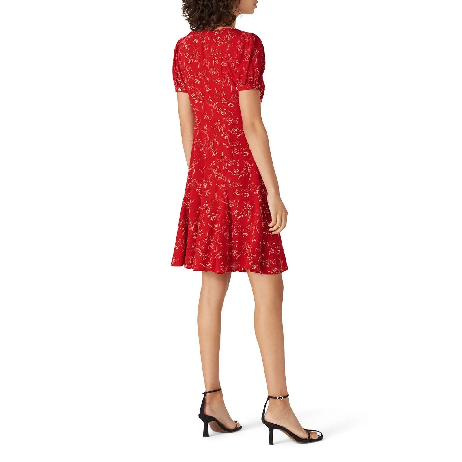 Polo by Ralph Lauren Red Floral Button Front Short Sleeve Mini Dress Size 8 - Image 3