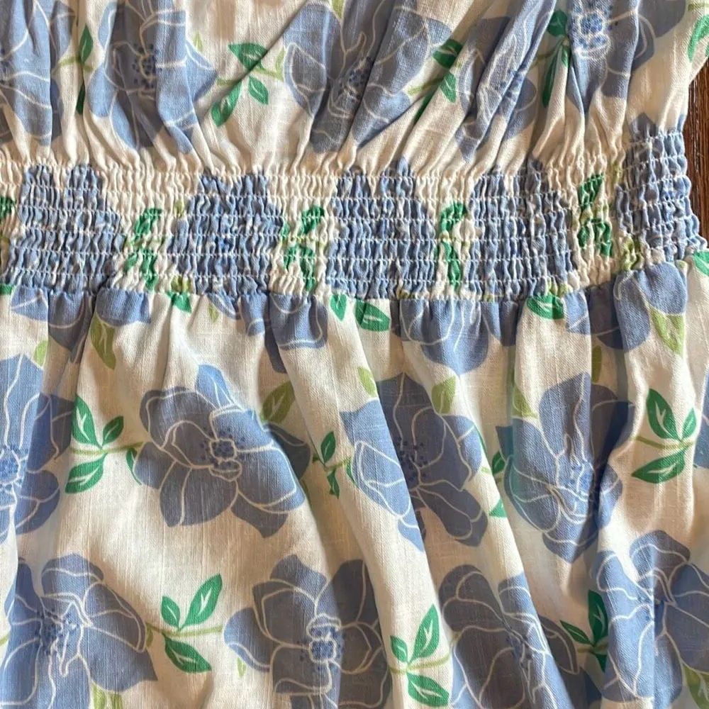 Draper James linen blend RSVP floral smocked cropped tank size Xl - Image 9