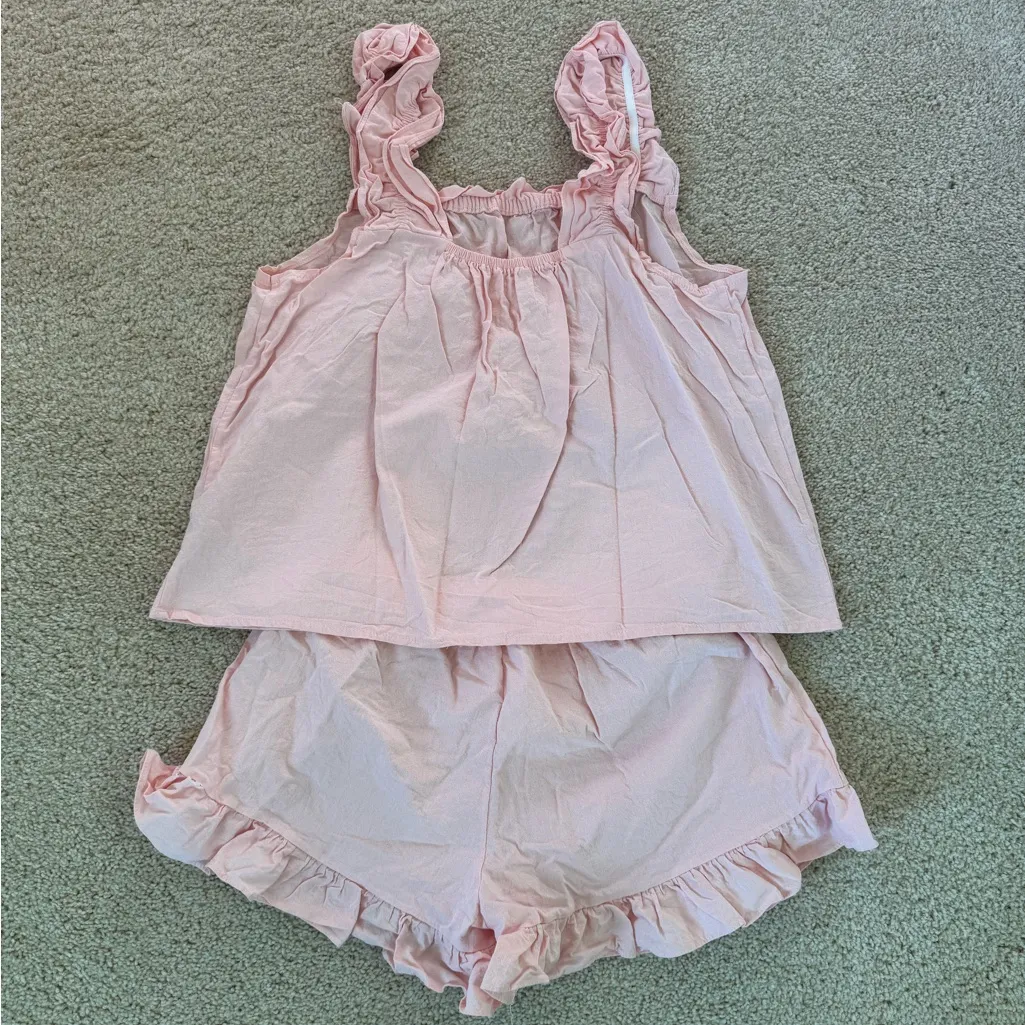 Pink Ruffle Tank Top and Shorts Set - Image 4