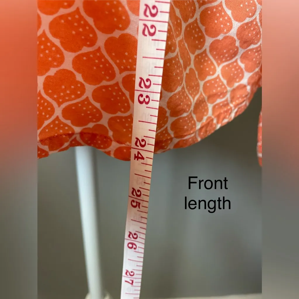 Boden Iconic Geometric Print Cotton Notch Neck Blouse Orange Size 6 - Image 6