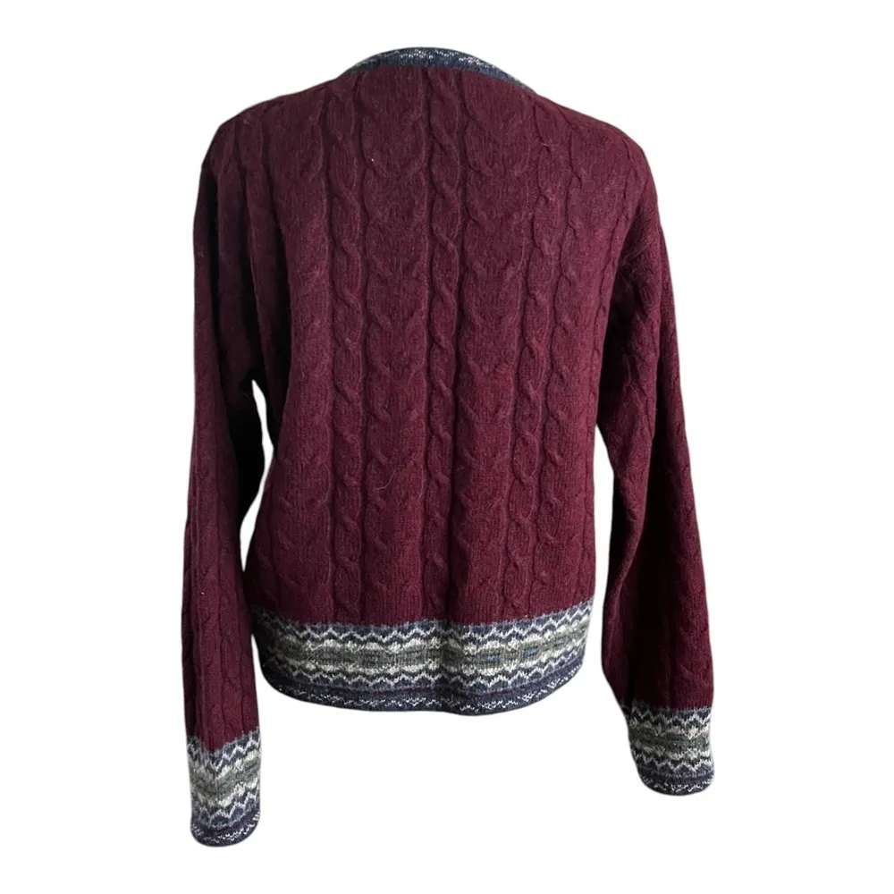 Vtg.Paul Harris Pure New Wool 100% Shetland Wool cable sweater Cardigan. Sz. L Size L - Image 4