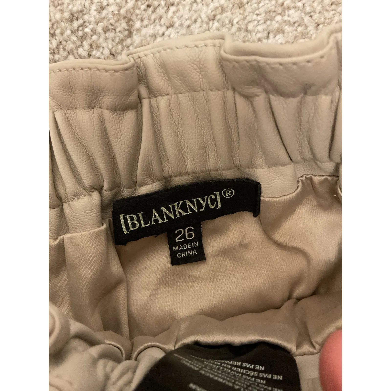 BlankNYC Tan Paperbag High Waist Faux Leather Shorts, 26 - Image 6