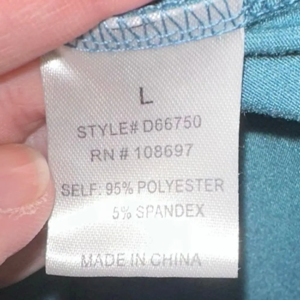 Daisy May Teal Mini Dress Puff Sleeve Empire Waist Tie Back Size L Cottagecore - Image 4