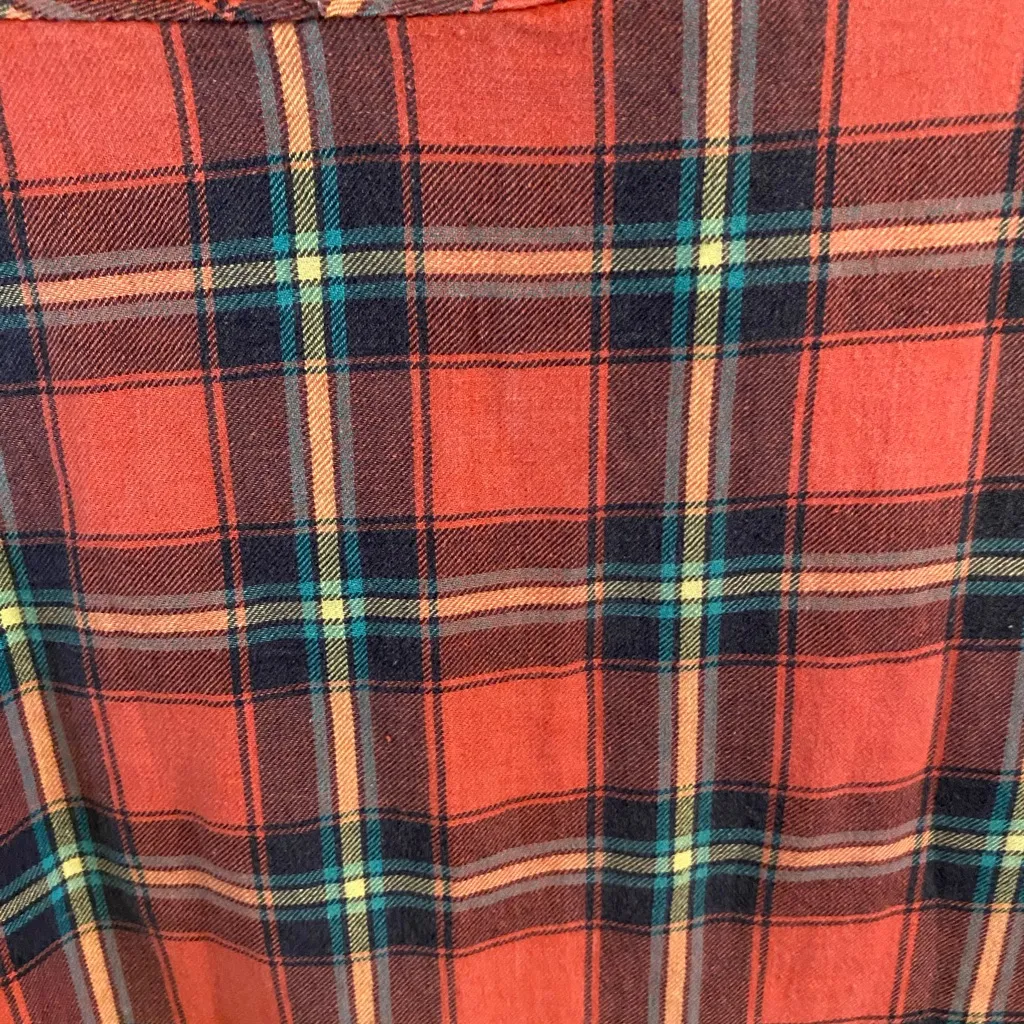 Billabong Red Yellow green Plaid Cotton Button Down Shirt Fall Holiday Gorpcore - Image 2