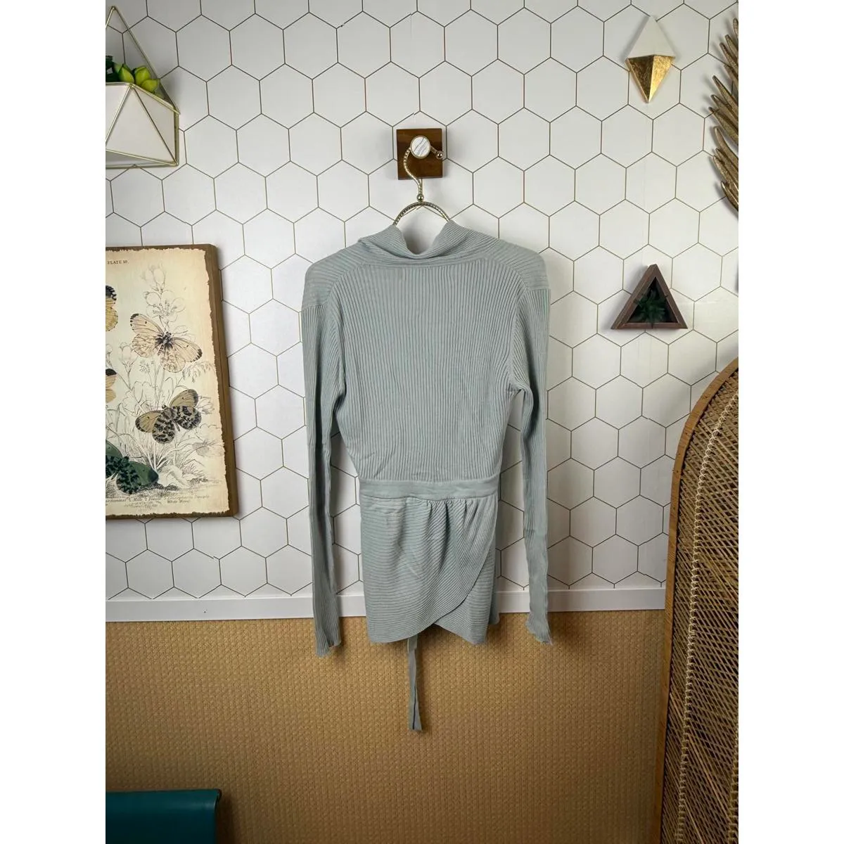 Sparrow from Anthropologie Seafoam Ribbed Wrap Cardigan Sweater - Image 3