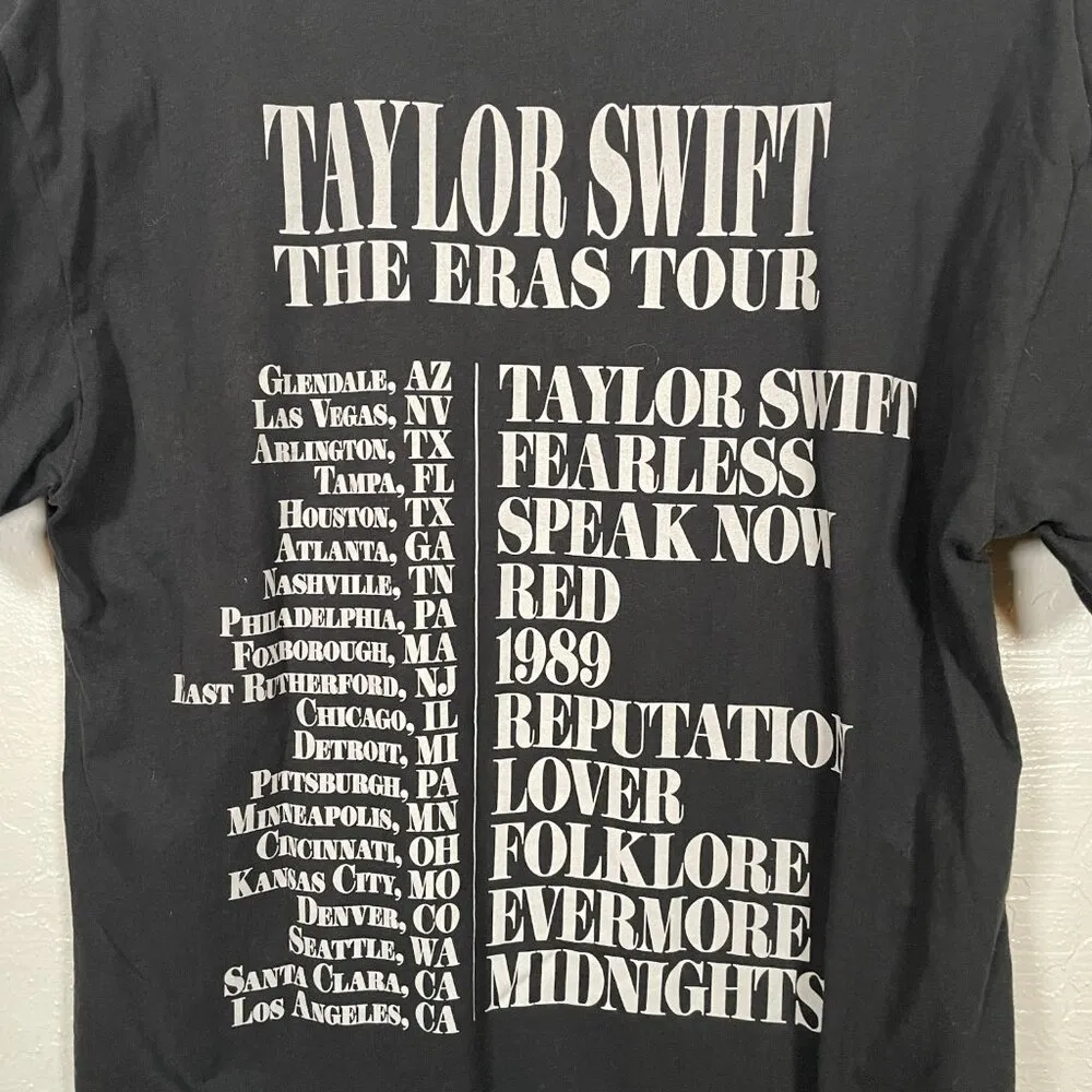 Taylor Swift The Eras Tour Women M Black Graphic T-Shirt 100% Cotton Authentic - Image 5