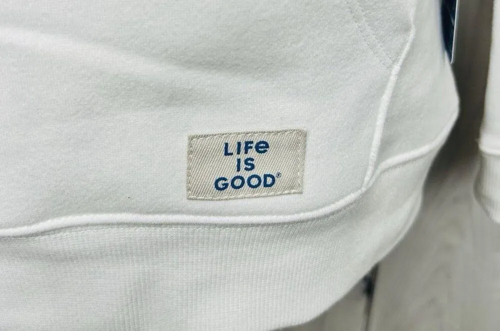 NWT Life is Good Hoodie Sweatshirt Good Vibes Womens Sz M White Fleece Lined - Image 5