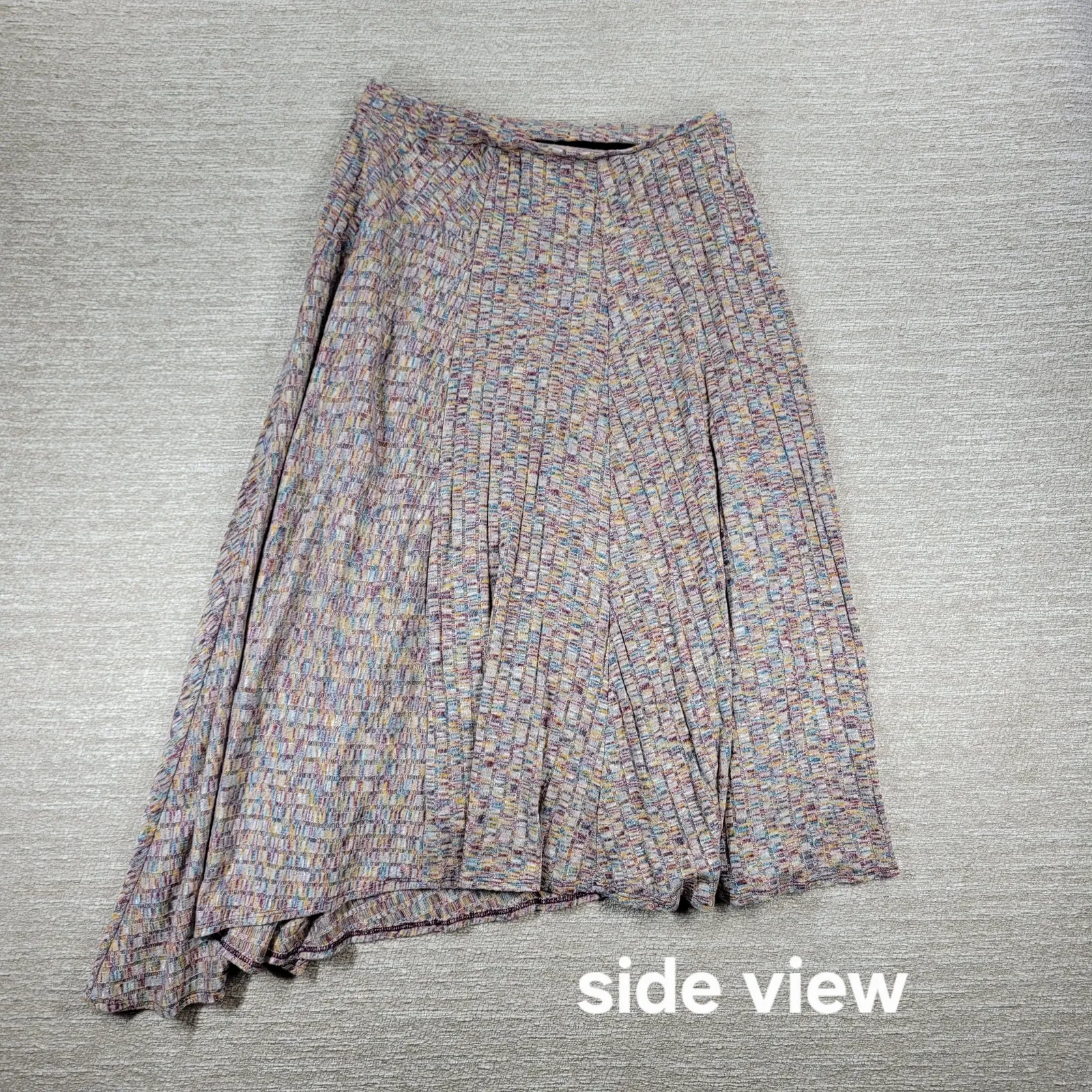 Vanessa Virginia Knit Skirt Large Asymmetrical Maxi Multicolor Textured Lined - Image 14