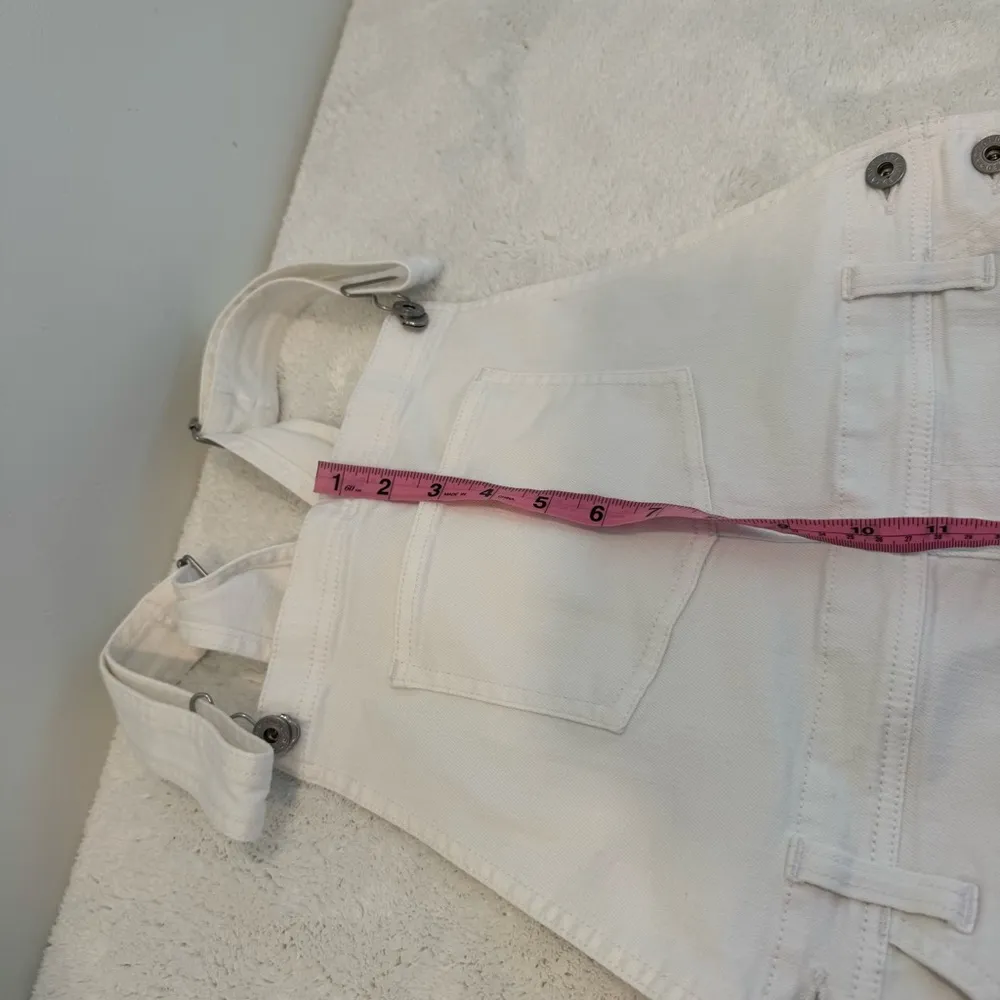 AG Adriano Goldschmied  Jeans White Denim Kaitlin Mini Skirt Overalls Denim M - Image 8