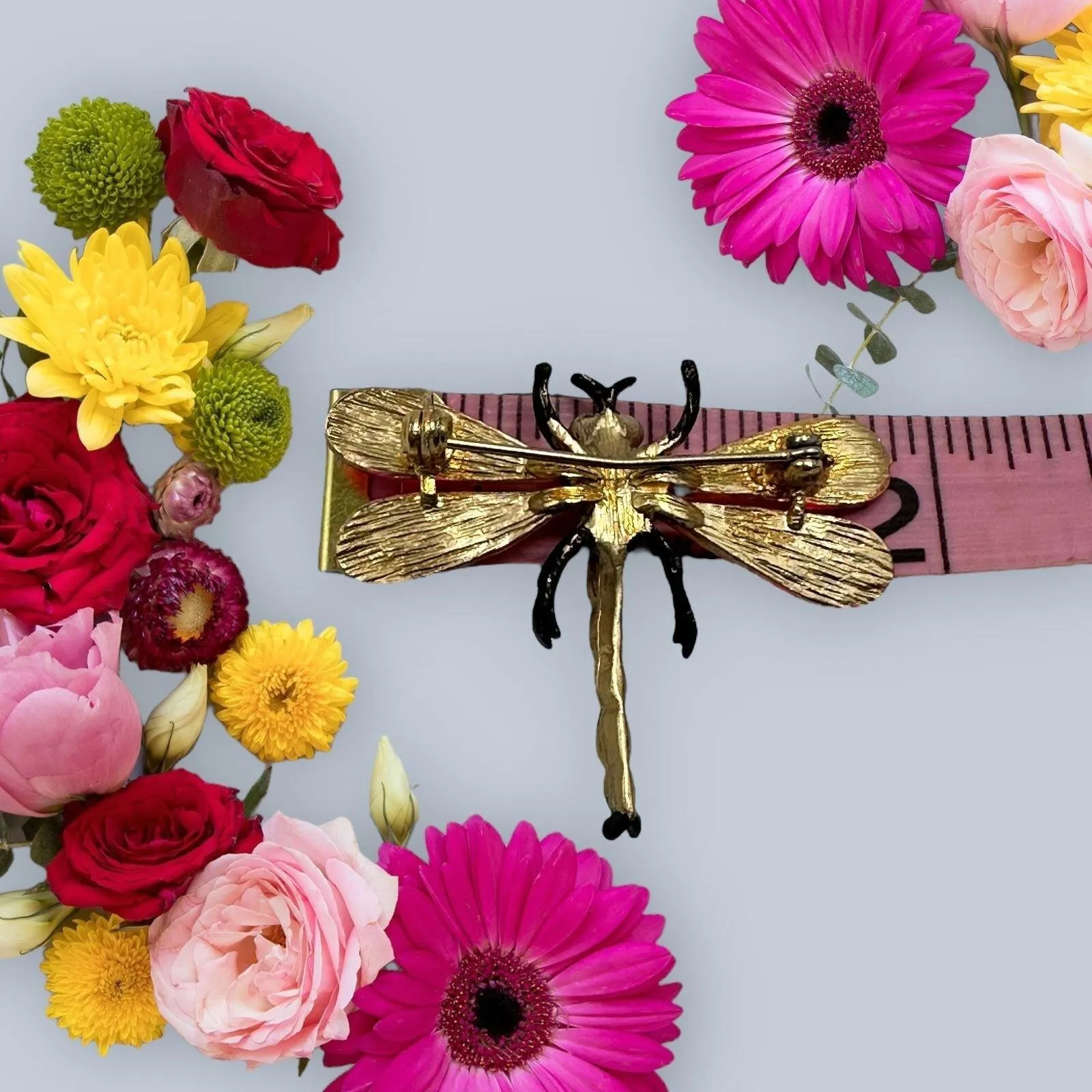 Vintage Colorful Dragonfly Brooch Pin Hand - Image 5