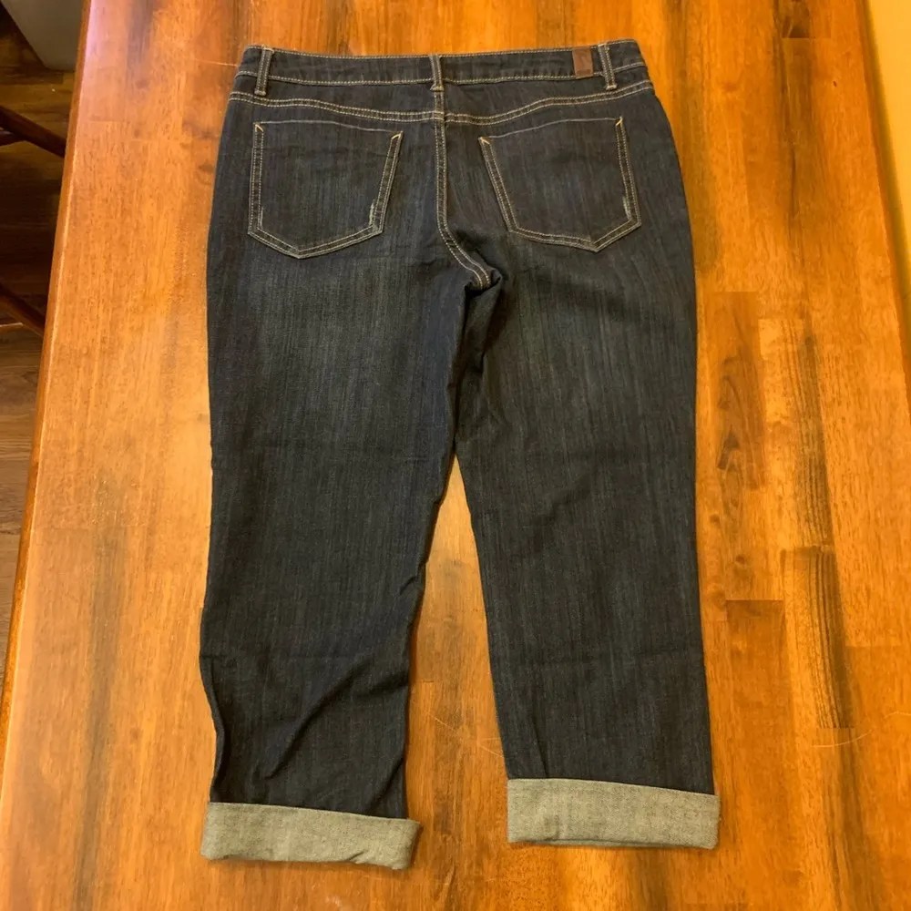 Simply Vera Vera Wang Capri 12 Dark Denim Blue wash Jeans cuffed Pockets - Image 5