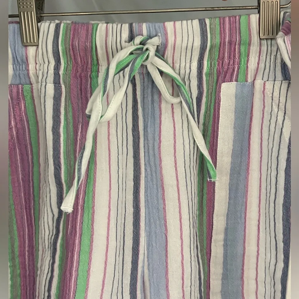 NWT Caslon stripped cotton shorts with front pockets teal/white/purple colored,M - Image 3