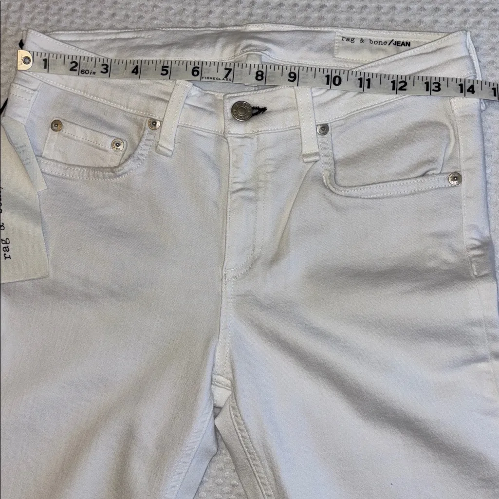 NEW! rag & bone Size 29 Skinny Capri Crop White Denim Jeans Distressed w/Holes - Image 12