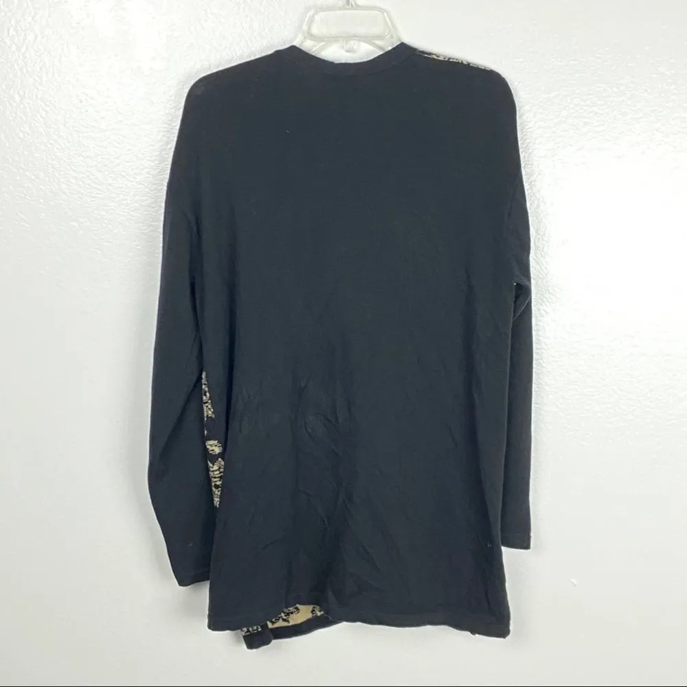 J. JILL Black Gold Floral One Button Longline Cardigan, Size Large - Image 2