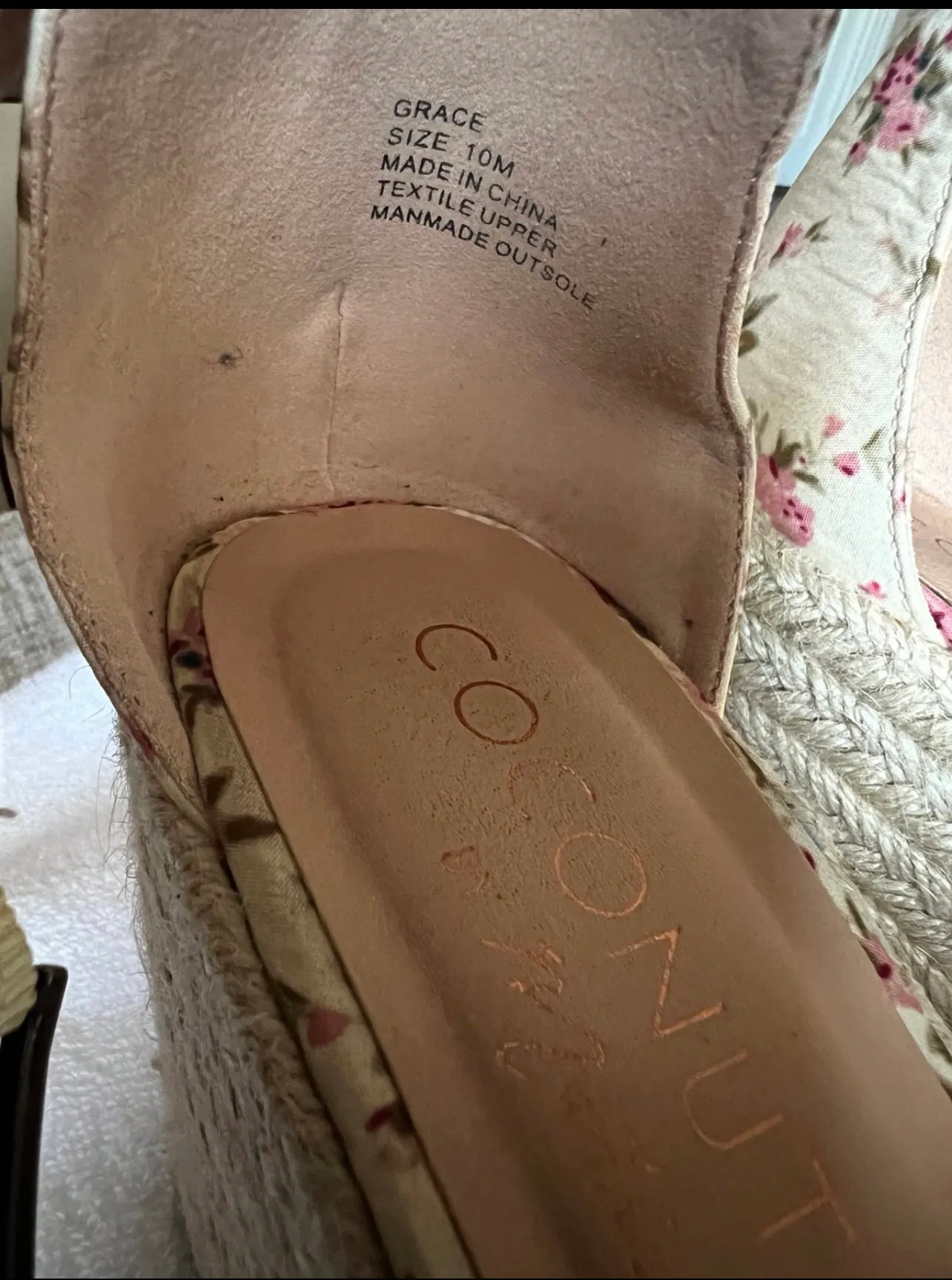 Womens Jean Floral Platform Sandals 4 Inch Wedge Heel SZ 10 - Image 4