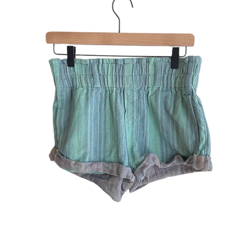 Free People Solar Flare Baja Striped Shorts Ocean Blue Combo - Image 4