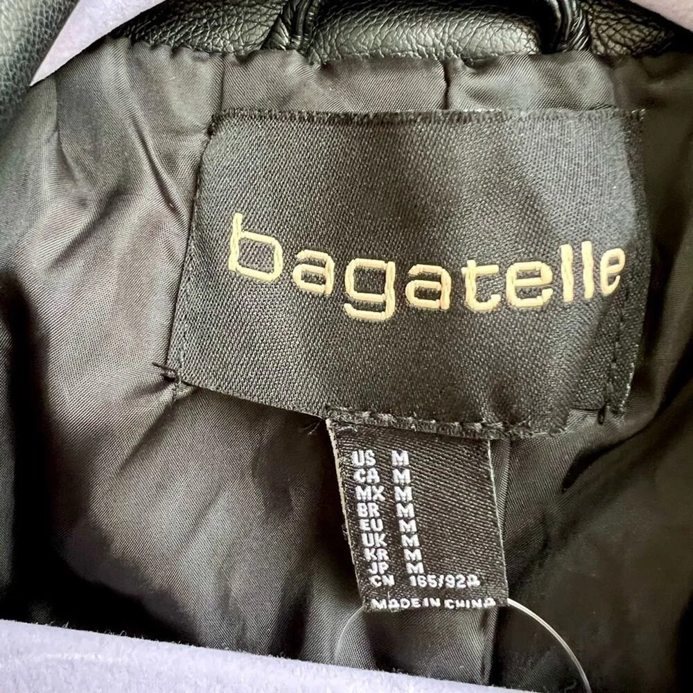 Bagatelle NYC faux vegan leather black motorcycle jacket Medium women - Image 6